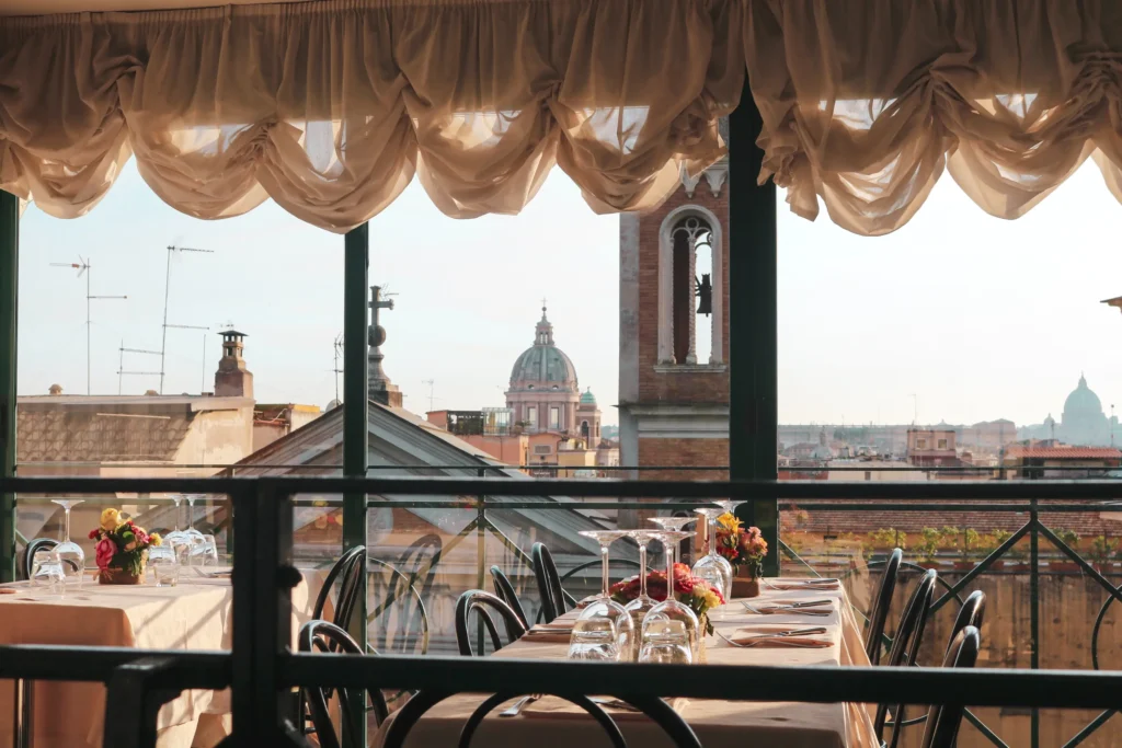 restaurant with a view of Rome as lovers